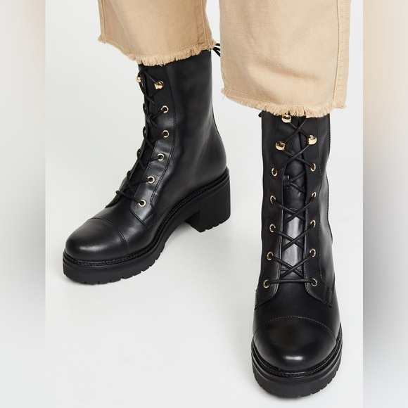 Michael Kors Anaka Leather Combat Boots - Picture 1 of 6